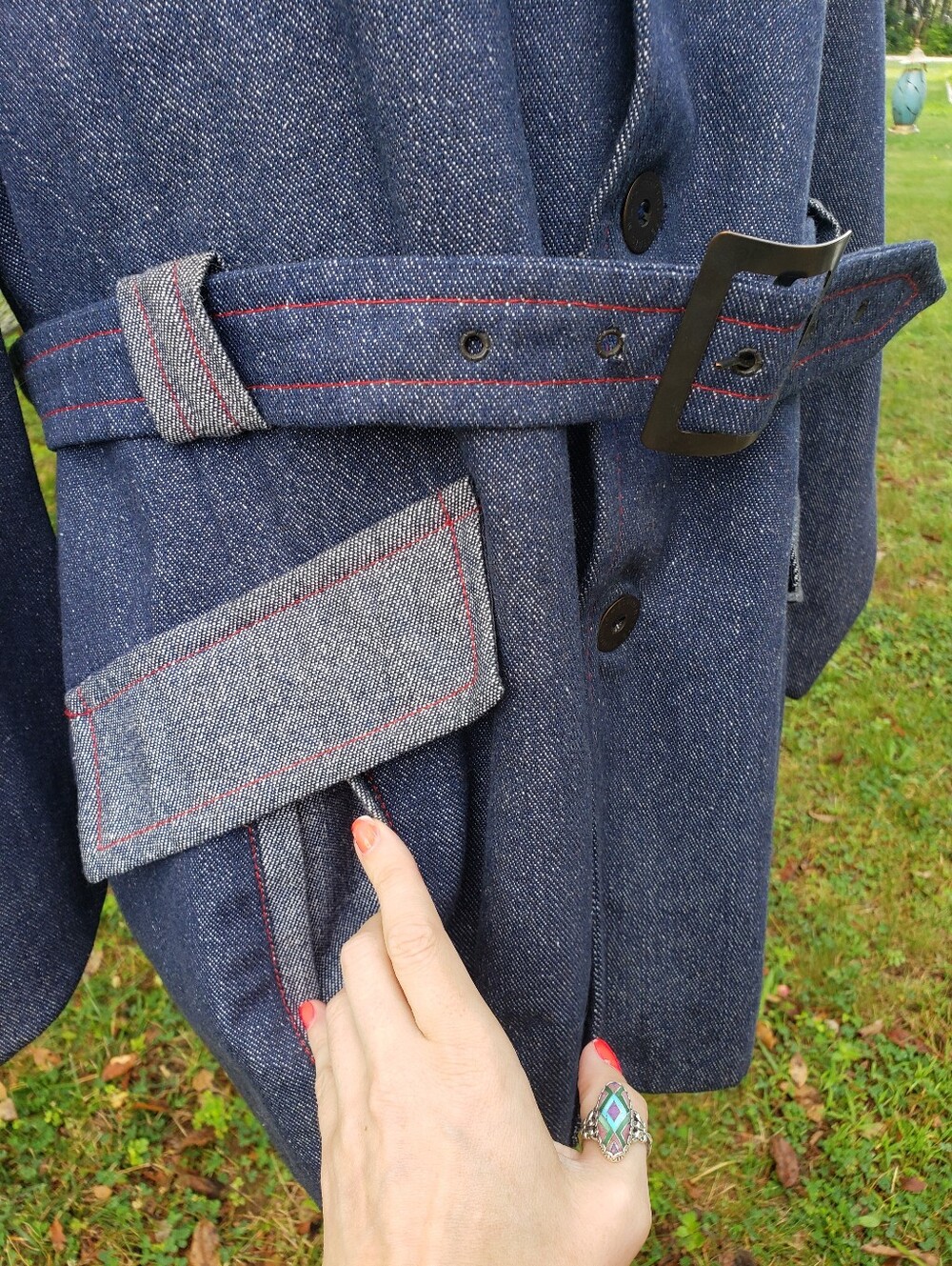 Vintage 1970s Denim-like Coat - Westerfield - Picture 7 of 11